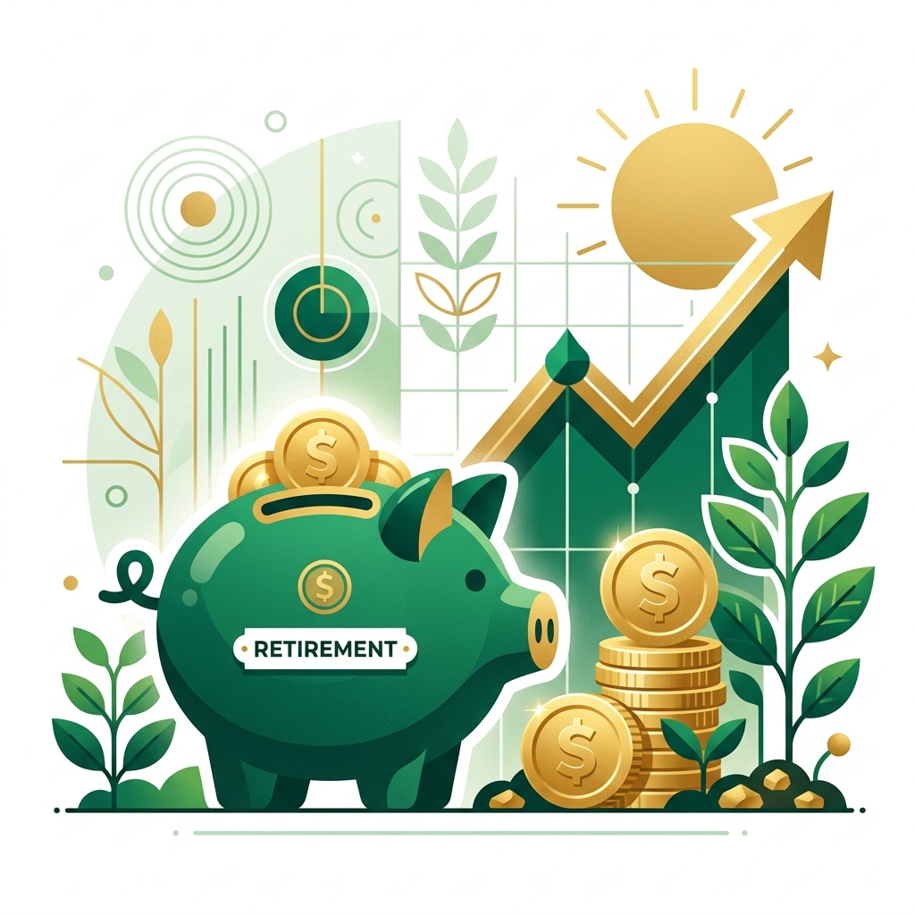 Growth chart representing investment compound returns for retirement