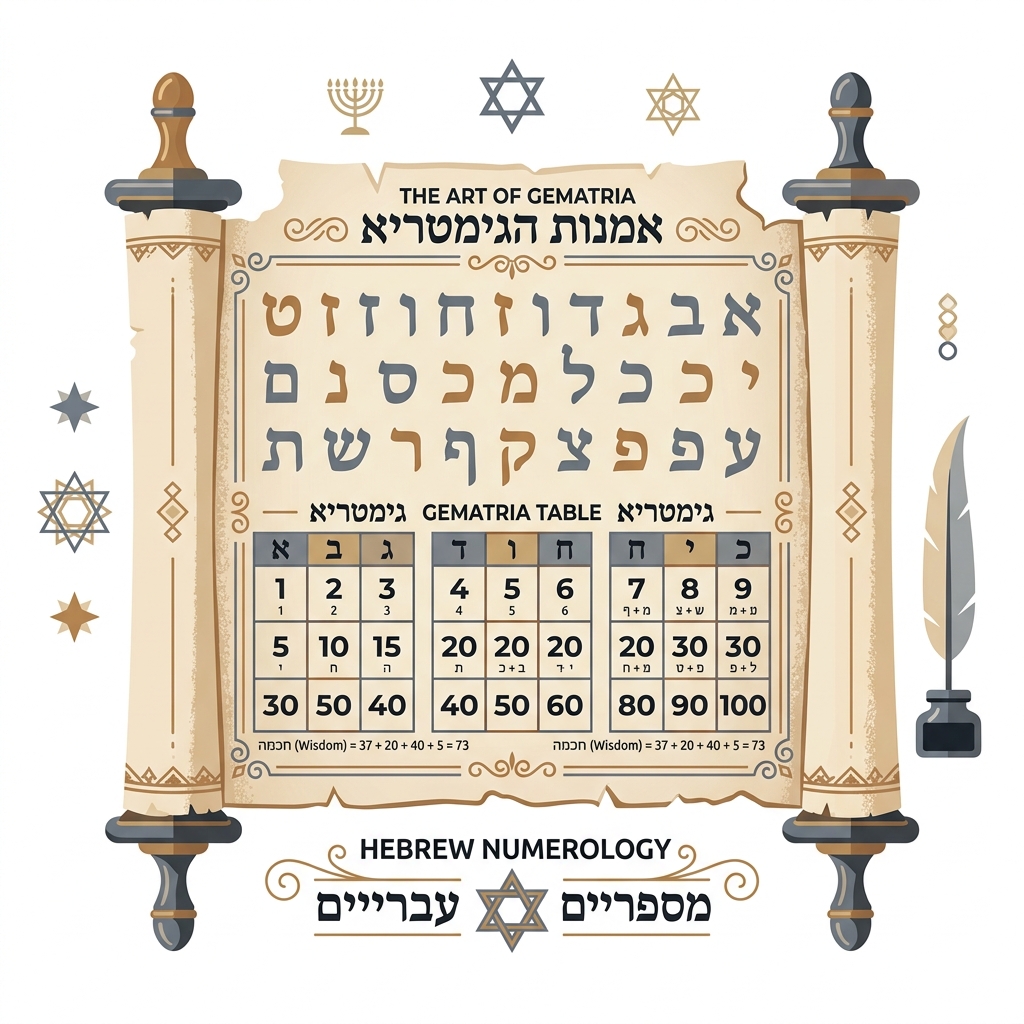 Alphanumeric gematria graphic